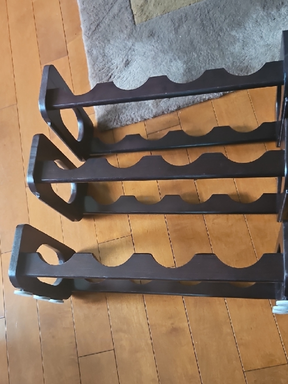 Vintage 3 Separate Piece Wooden 12-Bottle Wine Rack - Dark Brown - Picture 5 of 9